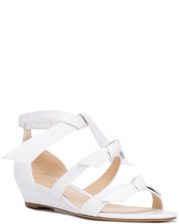 Белые кожаные босоножки на танкетке от Alexandre Birman