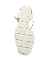 Белые кожаные босоножки на танкетке от Inario