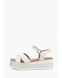 Белые кожаные босоножки на танкетке от Mellisa