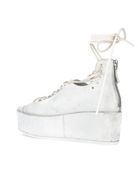 Белые кожаные босоножки на танкетке от Marsèll