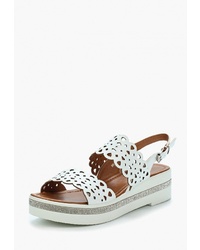 Белые кожаные босоножки на танкетке от T.Taccardi