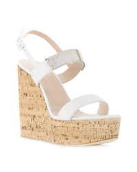 Белые кожаные босоножки на танкетке от Giuseppe Zanotti Design