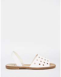 Женские белые кожаные босоножки от Pieces