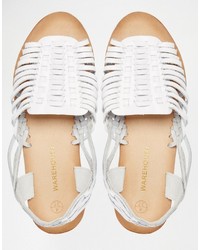 Женские белые кожаные босоножки от Warehouse