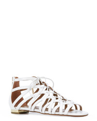 Женские белые кожаные босоножки от Aquazzura