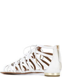 Женские белые кожаные босоножки от Aquazzura