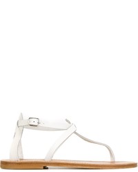 Женские белые кожаные босоножки от K. Jacques