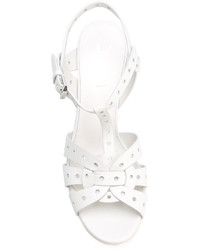 Женские белые кожаные босоножки от Saint Laurent