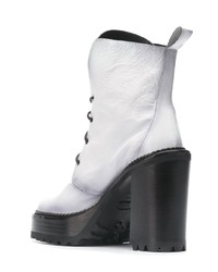 Белые кожаные ботильоны на шнуровке от Premiata