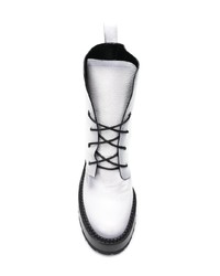 Белые кожаные ботильоны на шнуровке от Premiata