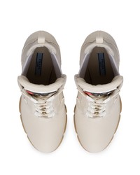 Белые кожаные ботильоны на шнуровке от Prada