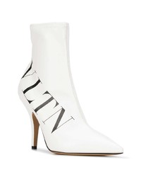 Белые кожаные ботильоны с принтом от Valentino