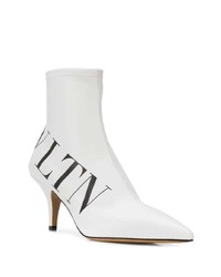 Белые кожаные ботильоны с принтом от Valentino