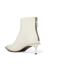 Белые кожаные ботильоны с шипами от Alexander Wang