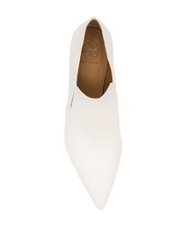 Белые кожаные ботильоны от Tory Burch