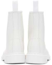 Белые кожаные ботильоны от Dr. Martens