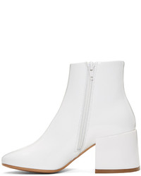 Белые кожаные ботильоны от MM6 MAISON MARGIELA