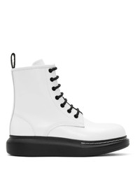 Женские белые кожаные ботинки на шнуровке от Alexander McQueen