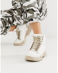 Женские белые кожаные ботинки на шнуровке от ASOS DESIGN