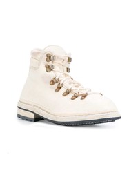 Женские белые кожаные ботинки на шнуровке от Guidi