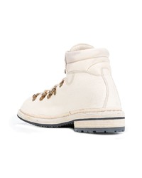 Женские белые кожаные ботинки на шнуровке от Guidi