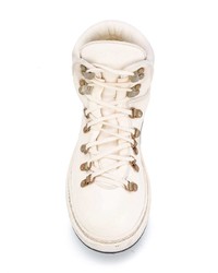 Женские белые кожаные ботинки на шнуровке от Guidi