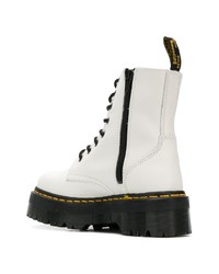 Женские белые кожаные ботинки на шнуровке от Dr. Martens