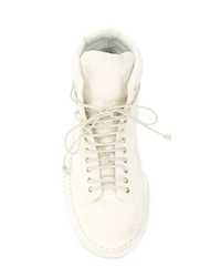 Женские белые кожаные ботинки на шнуровке от Marsèll