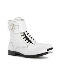 Женские белые кожаные ботинки на шнуровке от Dorateymur