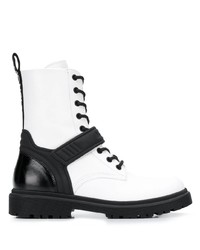 Женские белые кожаные ботинки на шнуровке от Moncler