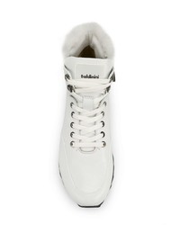 Женские белые кожаные ботинки на шнуровке от Baldinini