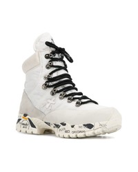 Женские белые кожаные ботинки на шнуровке от Premiata