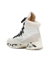 Женские белые кожаные ботинки на шнуровке от Premiata