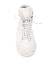 Женские белые кожаные ботинки на шнуровке от Marsèll