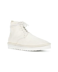 Женские белые кожаные ботинки на шнуровке от Marsèll