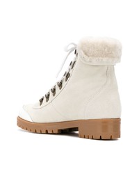 Женские белые кожаные ботинки на шнуровке от Mr & Mrs Italy