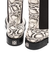 Мужские белые кожаные ботинки челси со змеиным рисунком от Givenchy