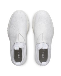 Мужские белые кожаные ботинки челси от Prada