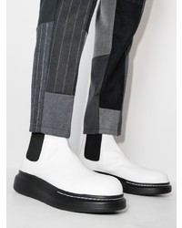 Мужские белые кожаные ботинки челси от Alexander McQueen