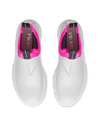 Женские белые кожаные ботинки челси от Prada