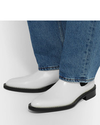 Мужские белые кожаные ботинки челси от Ami