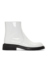 Мужские белые кожаные ботинки челси от Prada