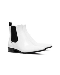 Женские белые кожаные ботинки челси от Prada