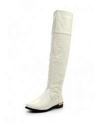 Белые кожаные ботфорты от Inario