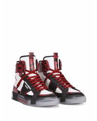 Мужские белые кожаные высокие кеды с принтом от Dolce & Gabbana