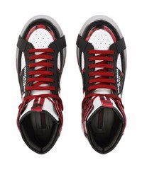 Мужские белые кожаные высокие кеды с принтом от Dolce & Gabbana