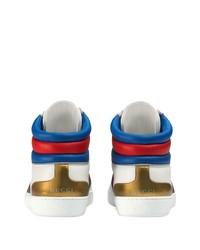 Мужские белые кожаные высокие кеды с принтом от Gucci