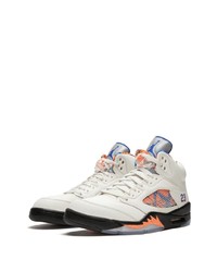 Мужские белые кожаные высокие кеды с принтом от Jordan