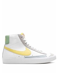 Мужские белые кожаные высокие кеды с принтом от Nike