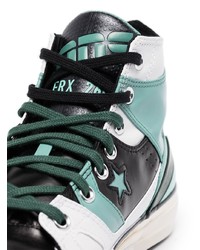 Мужские белые кожаные высокие кеды с принтом от Converse